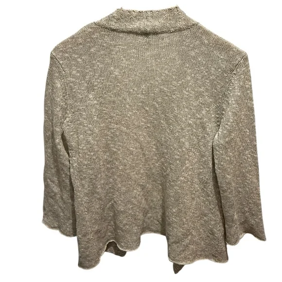 Eileen Fisher Size S Open Front Cardigan Sweater Beige Linen Natural Spring - Picture 3 of 5